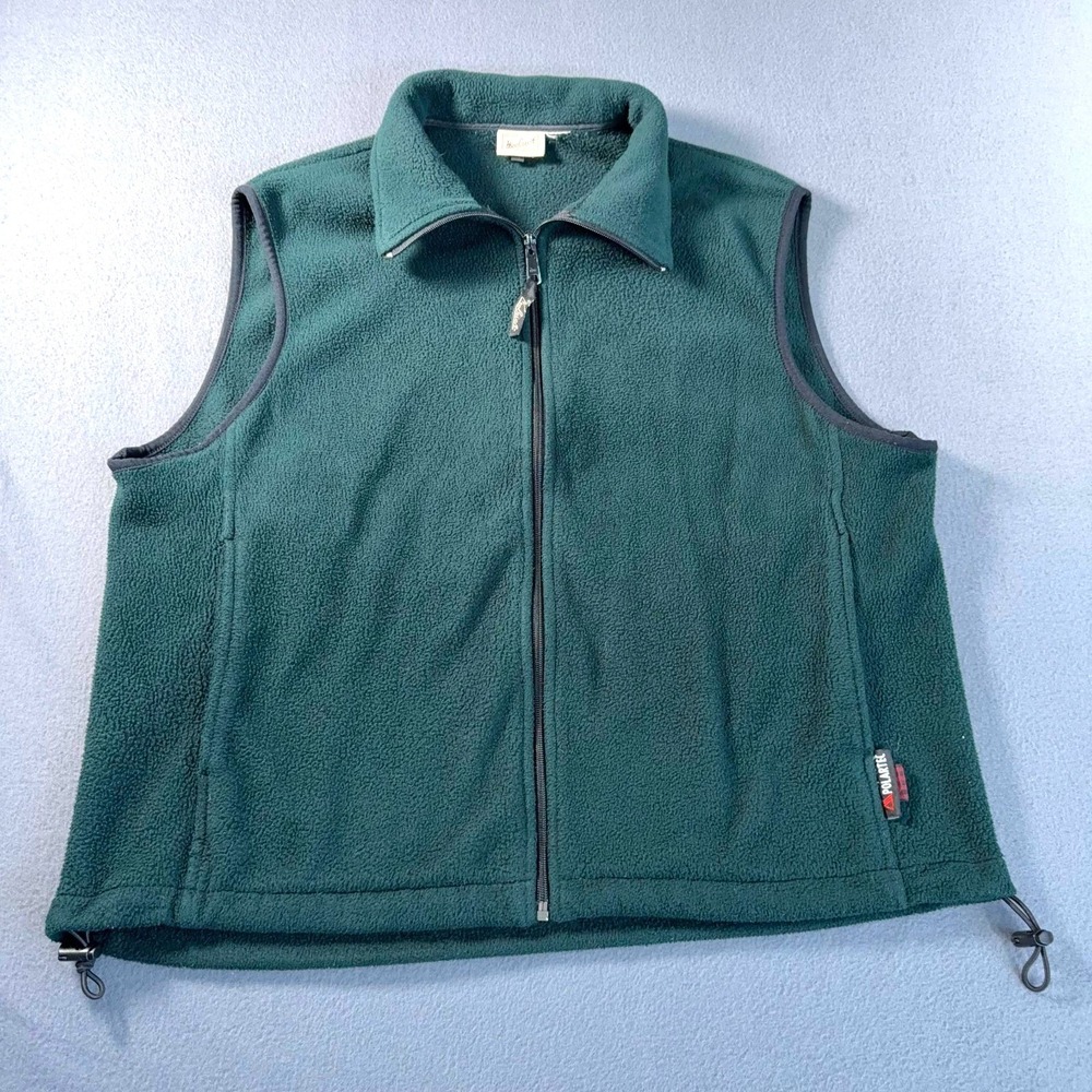 Woolrich‎ Polartec Fleece Vest Green Mens L 23.5x25 Full Zip Outdoor Gorpcore